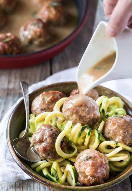 Swedish Meatballs with Zucchini Ribbons
