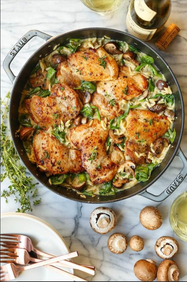 One-Pot Chicken & Mushroom Cauliflower Rice