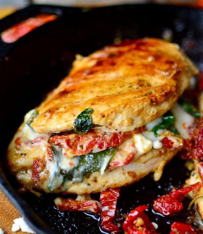 Sun-dried Tomato, Spinach, and Cheese Stuffed Chicken Breast