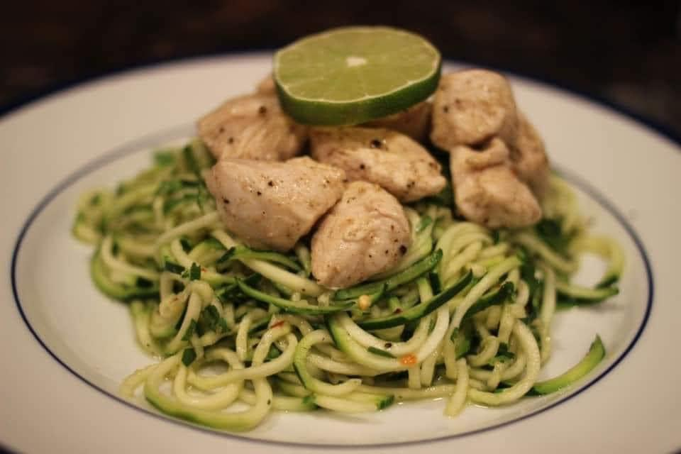Zucchini Noodles with Cilantro Lime Chicken