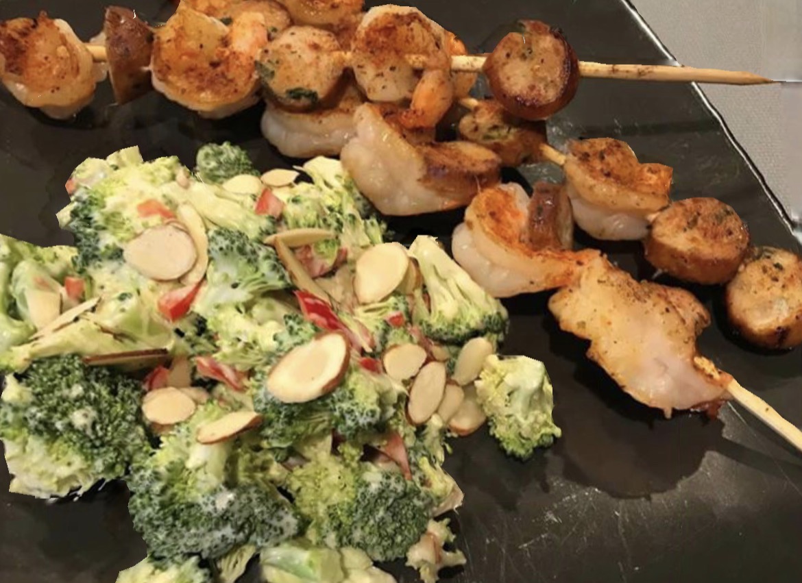 Shrimp and sausage kabobs