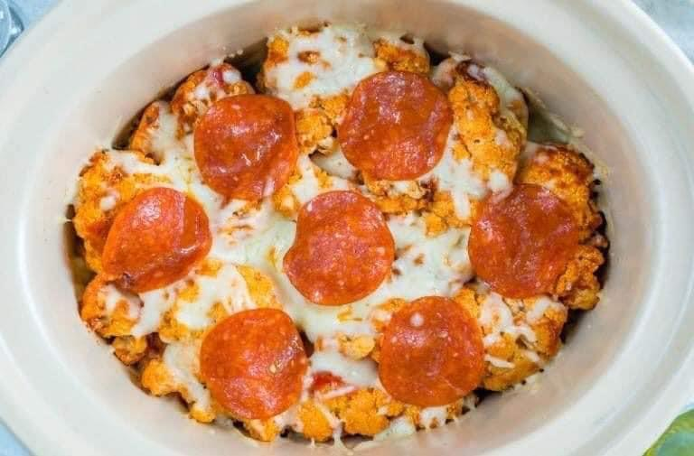 Crock Pot Cauliflower Pizza Casserole