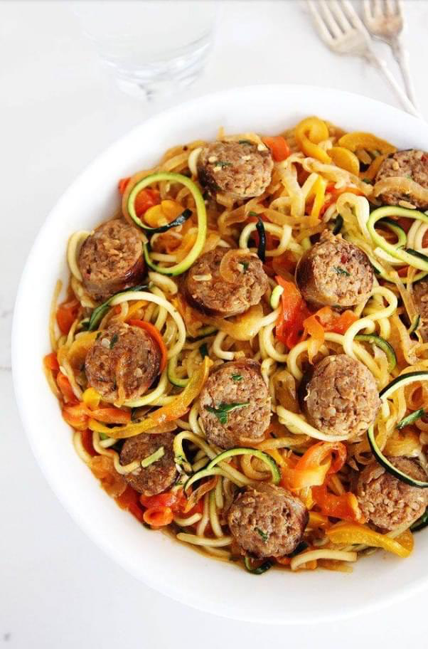 Oodles of Zucchini Noodles and Turkey Sausage