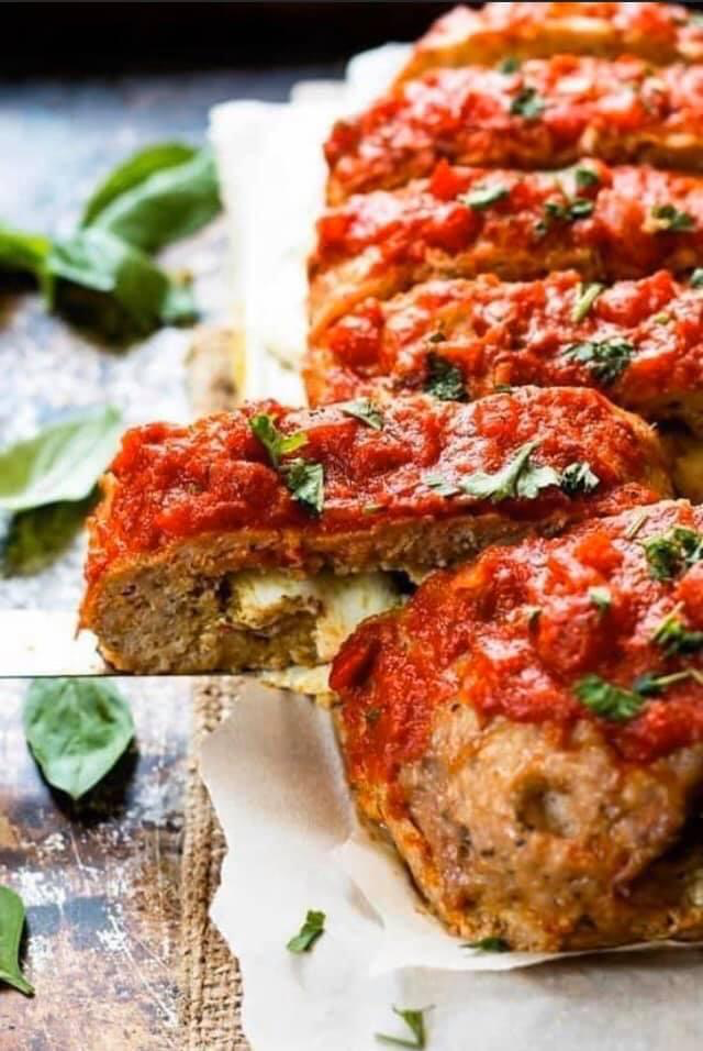 Pesto & Mozzarella Stuffed Meatloaf
