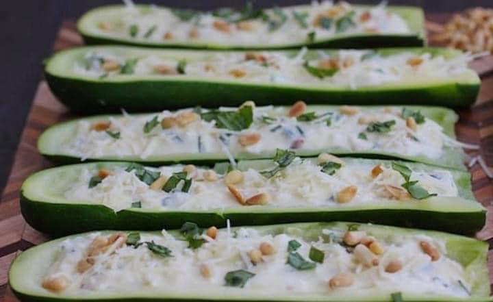 Zucchini Boats Stuffed with Ricotta and Pine Nuts