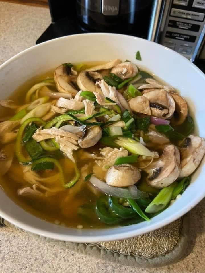 Healthy Chicken Pho with Zucchini Noodles